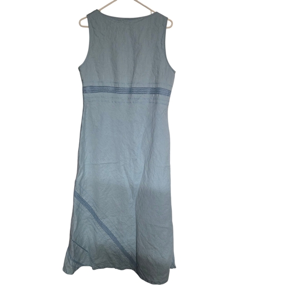 J Jill Linen Maxi Dress Blue Sleeveless  Size 14 Petite Women's - Picture 2 of 4